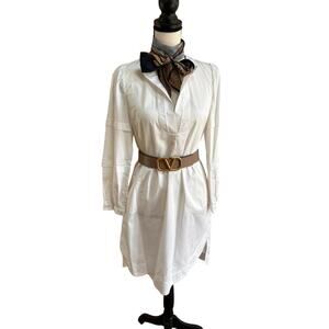 Jeune Otte White Cotton Shift Dress Women’s Small Made in USA Minimalist $358